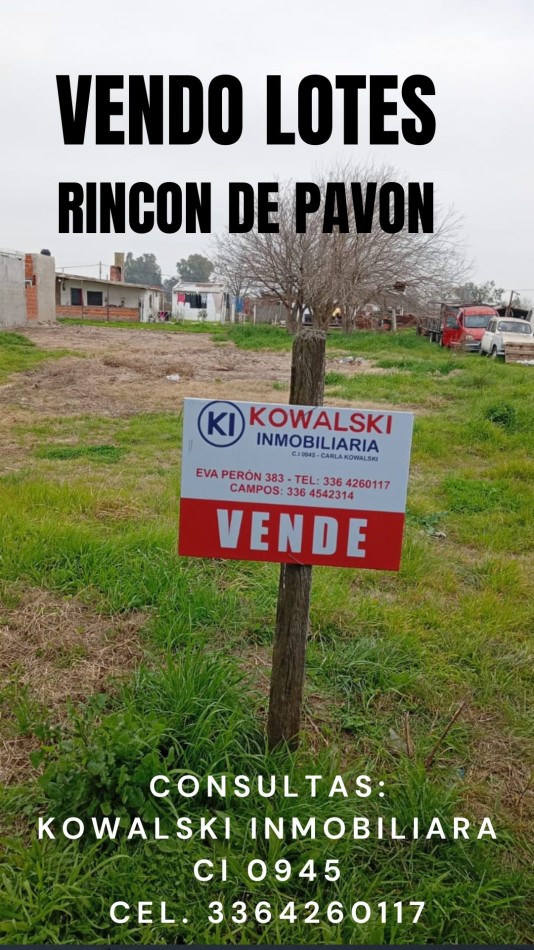 Vendo terrenos Rincon de Pavon